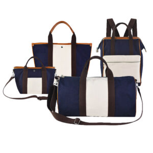 Two-tone Canvas Travel Duffel Luggage Bag Set