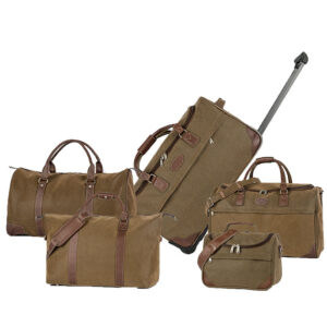 5Pcs Popular PVC with Leather Decoration Travel Bag Set