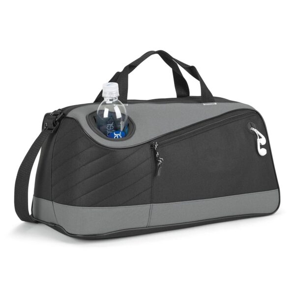 grey duffel bag