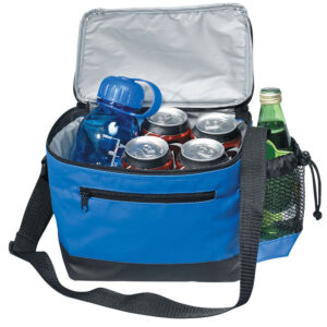 Six Pack Portable Promotional Cooler Bag with Side Mesh Pocket