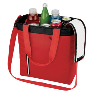 Zippered Top Qulted Slim Lined Cooler Tote Bag